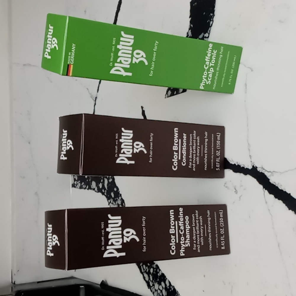 Plantur 39 color brown shampoo conditioner and phyto-caffeine scalp tonic set